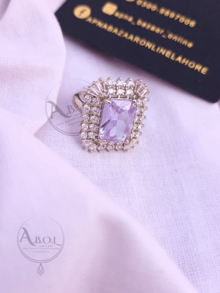 Taper Silver stone Adjustable ring