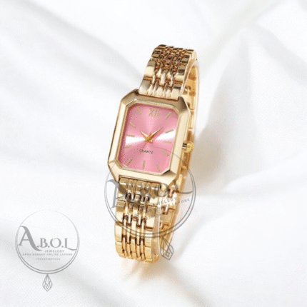 Women'S  Pink Watch Rectangular