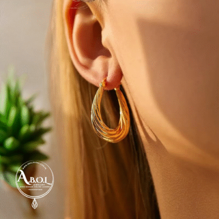 Textured Gold-Tone Stainless Steel Hoop