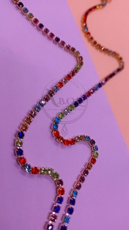 Multi Stone Anklet Pair