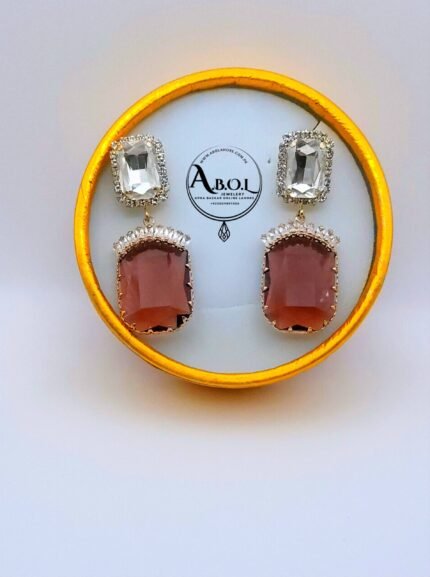 Glamorous Gold & Dual-Tone Crystal Earrings – A Statement of Elegance