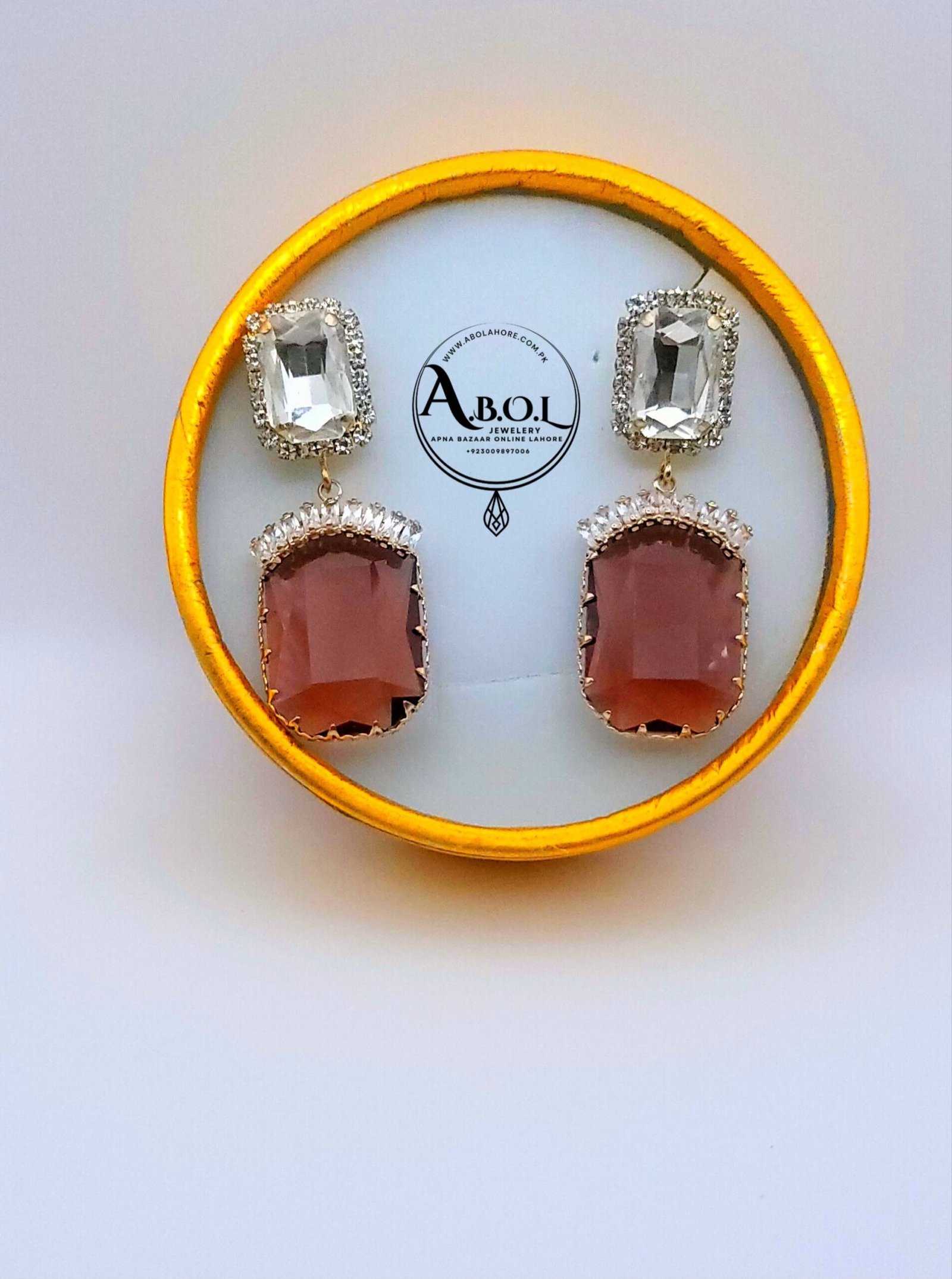 Glamorous Gold & Dual-Tone Crystal Earrings – A Statement of Elegance