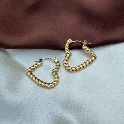 Spiral Heart Gold Plated Hoop Earrings