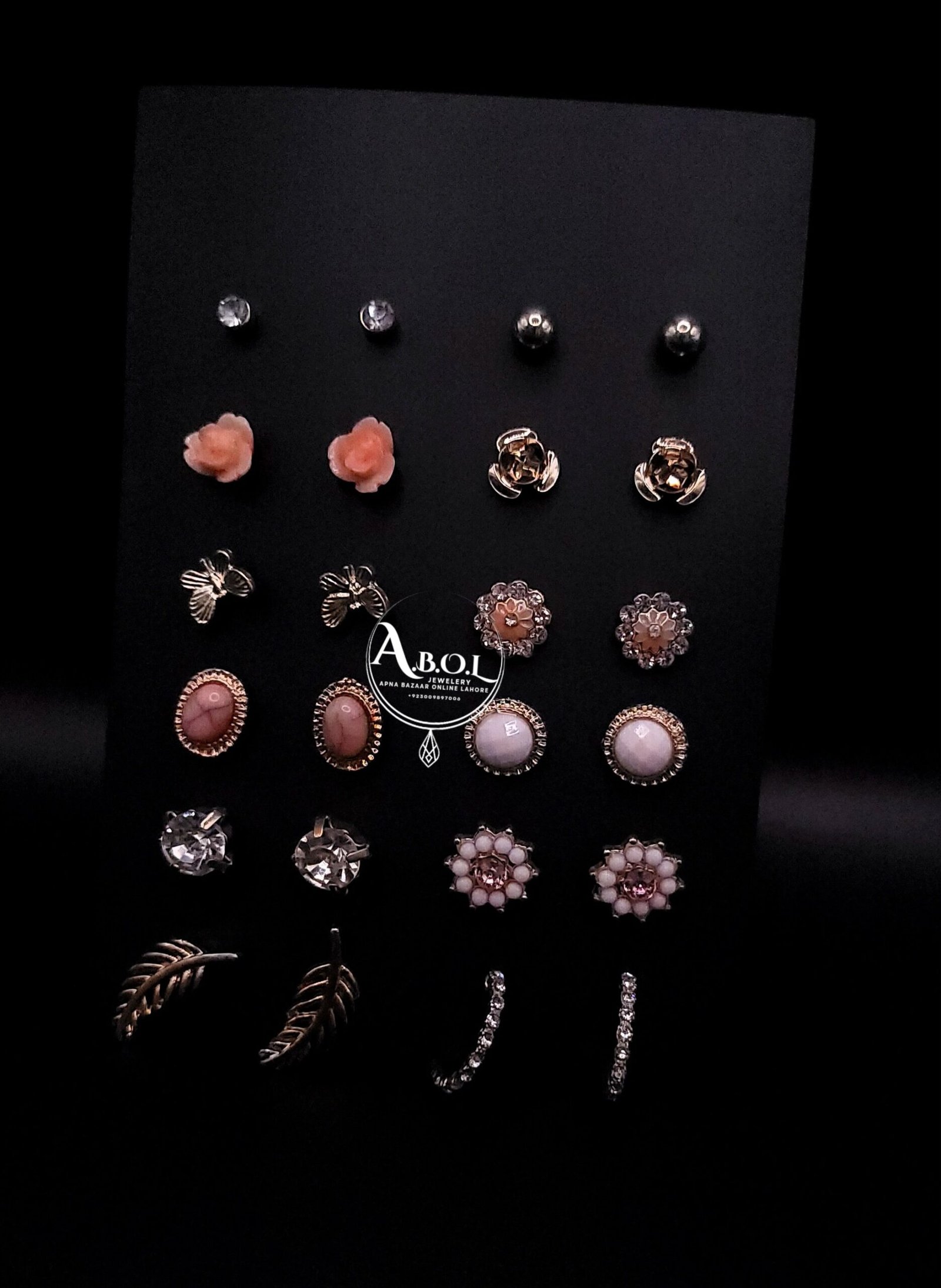 Elegant Multi-Style Stud Earrings Set – 12 Pairs - Image 2
