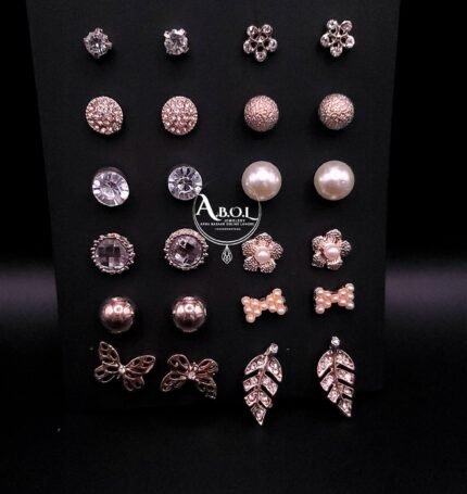 Luxury Pearl & Crystal Stud Earrings Set – 12 Designs