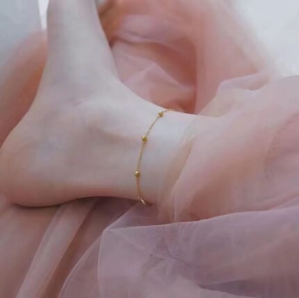 Light Beads Gold Bean Stainless Anklet, Bracelet