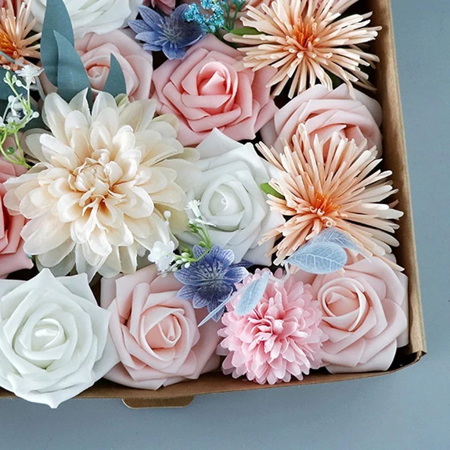 Artificial Flowers Silk Roses Combo Wedding Bridal Bouquets Lifelike - Image 6