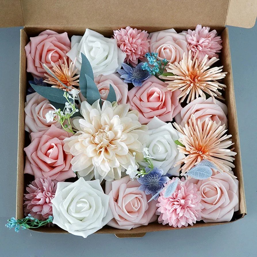 Artificial Flowers Silk Roses Combo Wedding Bridal Bouquets Lifelike