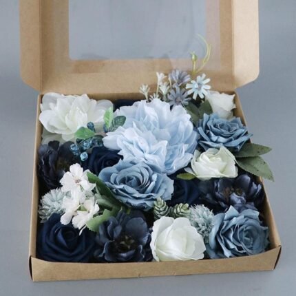 Blue Flowers Combination for DIY Wedding Bridal Bouquet Medium Pieces Home Decorations