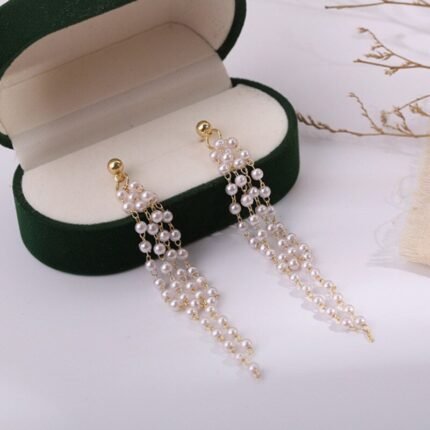Elegant Pearl Tassel Drop Earrings