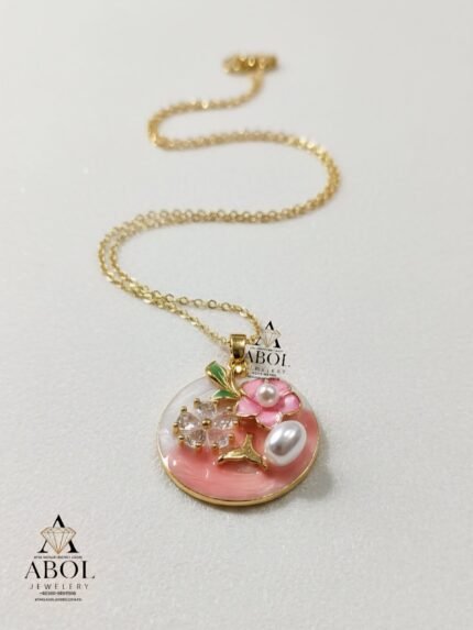 "Floral and Pearl Pendant Necklace"